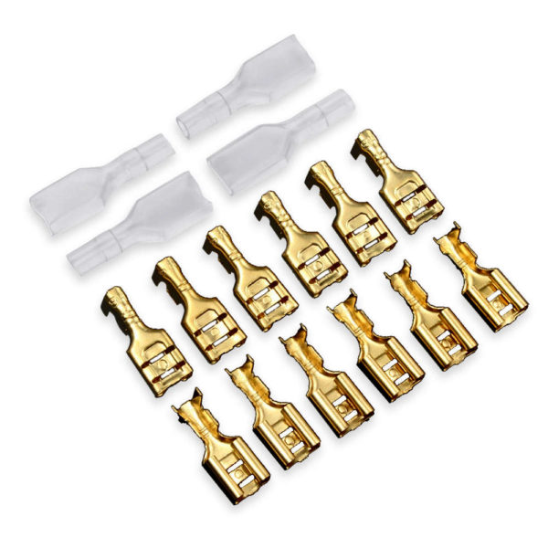 6.3mm Female Spade Connector with Insulator Boot, Crimp Terminal, Thimbles (No Color Choice) Pack of 10Nos - Image 2