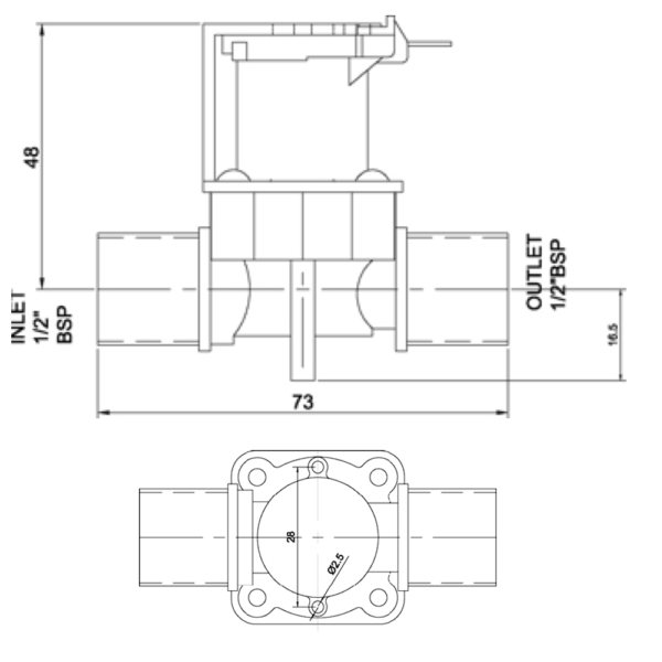 1/2 Inch Inlet / Outlet Diaphragm Solenoid Valve - Image 3