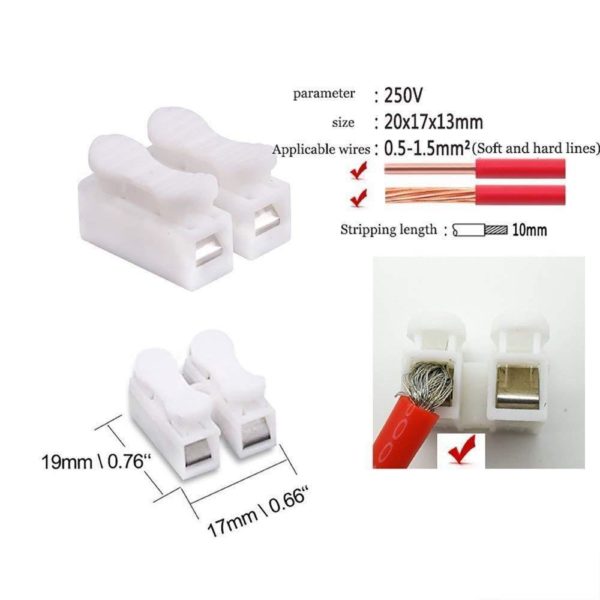 2Way Quick Wire Cable Connector Terminal Block Spring Connector LED Strip Wire Connecting - Image 3
