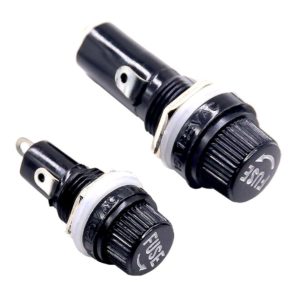 FUSE HOLDER with BLACK CAP for GLASS FUSE INVERTER FUSE CARTRIDGE FUSE (pack of 2)