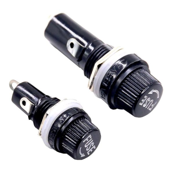 FUSE HOLDER with BLACK CAP for GLASS FUSE INVERTER FUSE CARTRIDGE FUSE (pack of 2)